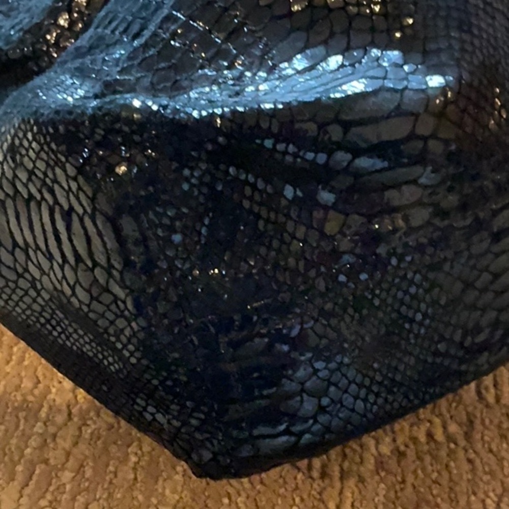 Michael Kors Shiny Black Faux Python/Snakeskin Ef… - image 8